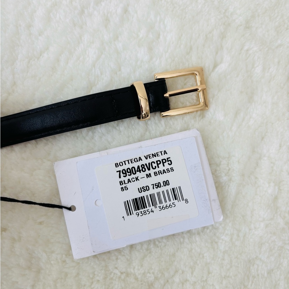 Bottega Veneta Watch Intrecciato Black Belt with Brass Buckle (medium 85, 2 CM)
